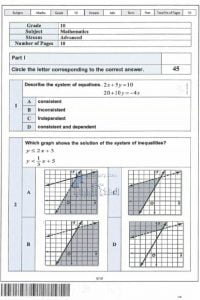 END OF TERM 1 EXAM, منهج انجليزي (رياضيات) العاشر المتقدم