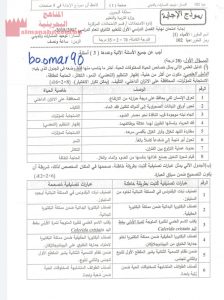 نموذج إجابة امتحان نهائي مقرر حيا 102 (علوم) الأول الثانوي