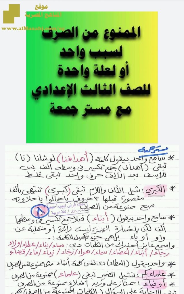 ملخص الممنوع من الصرف