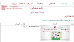 التعبير حرف الصاد إجراءات تنفيذ الدرس