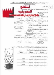 نموذج إجابة امتحان (علوم) الخامس