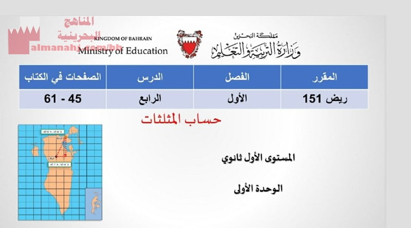 عرض بوربوينت لدرس حساب المثلثات