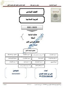 مذكرة إثرائية وأسئلة في الوحدة الأولى (تربية اسلامية) السادس