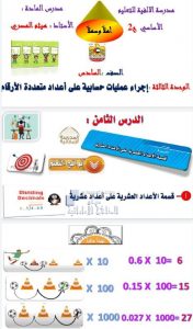 مراجعة الدرس الثامن قسمة الأعداد العشرية على أعداد عشرية من الوحدة الثالثة, (رياضيات) السادس