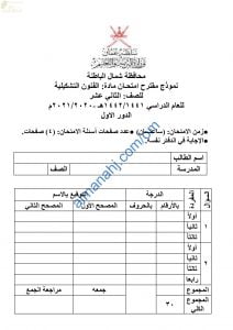 امتحان تدريبي وتجريبي للاختبار النهائي نموذج ثان (فنون تشكيلية) الثاني عشر