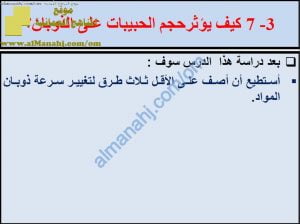 ملخص شرح درس كيف يؤثر حجم الحبيبات على الذوبان مع حل الأنشطة (علوم) السادس