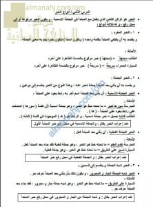 ورقة عمل وملخص في درس أنواع الخبر (لغة عربية) السادس