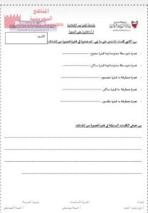 نشاط كتابة القواعد الإملائية (لغة عربية) الخامس