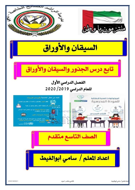 ملخص درس السيقان والأوراق, (علوم) التاسع المتقدم