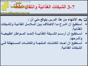 ملخص شرح درس الشبكات الغذائية وانتقال الطاقة مع حل الأنشطة (علوم) السابع