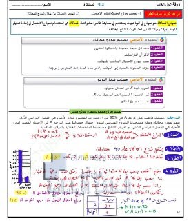 أوراق عمل الدرس الرابع المحاكاة مع الحل من الوحدة التاسعة, (رياضيات) العاشر العام