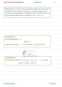 ملخص وأوراق عمل درس LIMITS AT INFINITY AND ASYMPTOTES, منهج انجليزي (رياضيات) الثاني عشر المتقدم