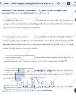 أسئلة اختبار نهاية الفصل الدراسي الثالث, (لغة انجليزية) السابع