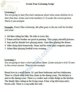 نص الاستماع للاختبار التشخيصي (لغة انجليزية) الرابع