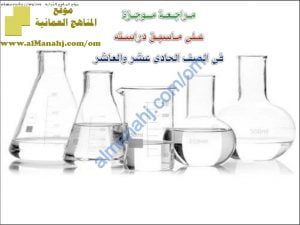 مذكرة مراجعة موجزة على ما سبق دراسته للصفين العاشر والحادي عشر (كيمياء) الثاني عشر