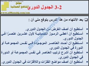 ملخص شرح درس الجدول الدوري مع حل الأنشطة (علوم) الثامن