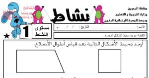 نشاط إيجاد محيط الأشكال المتعددة (رياضيات) الثالث