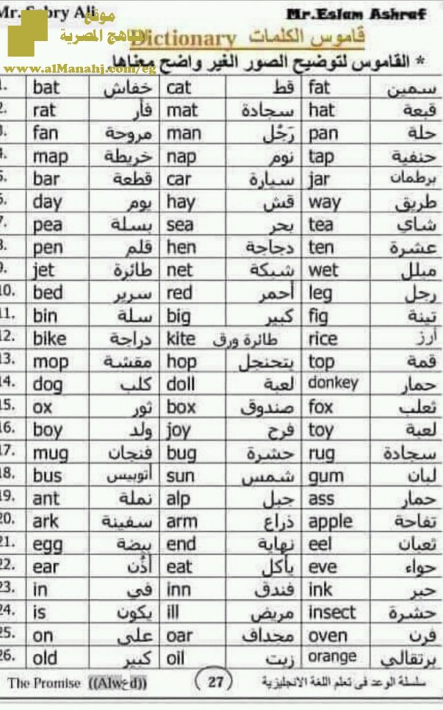 مذكرة فونكس تعلم الانكليزية للفصل الأول