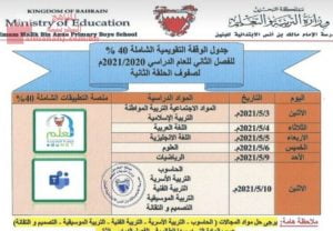 مواعيد الوقفة التقويمية الشاملة الفصل الثاني للعام الدراسي لصفوف الحلقة الثانية (الامتحانات) السادس