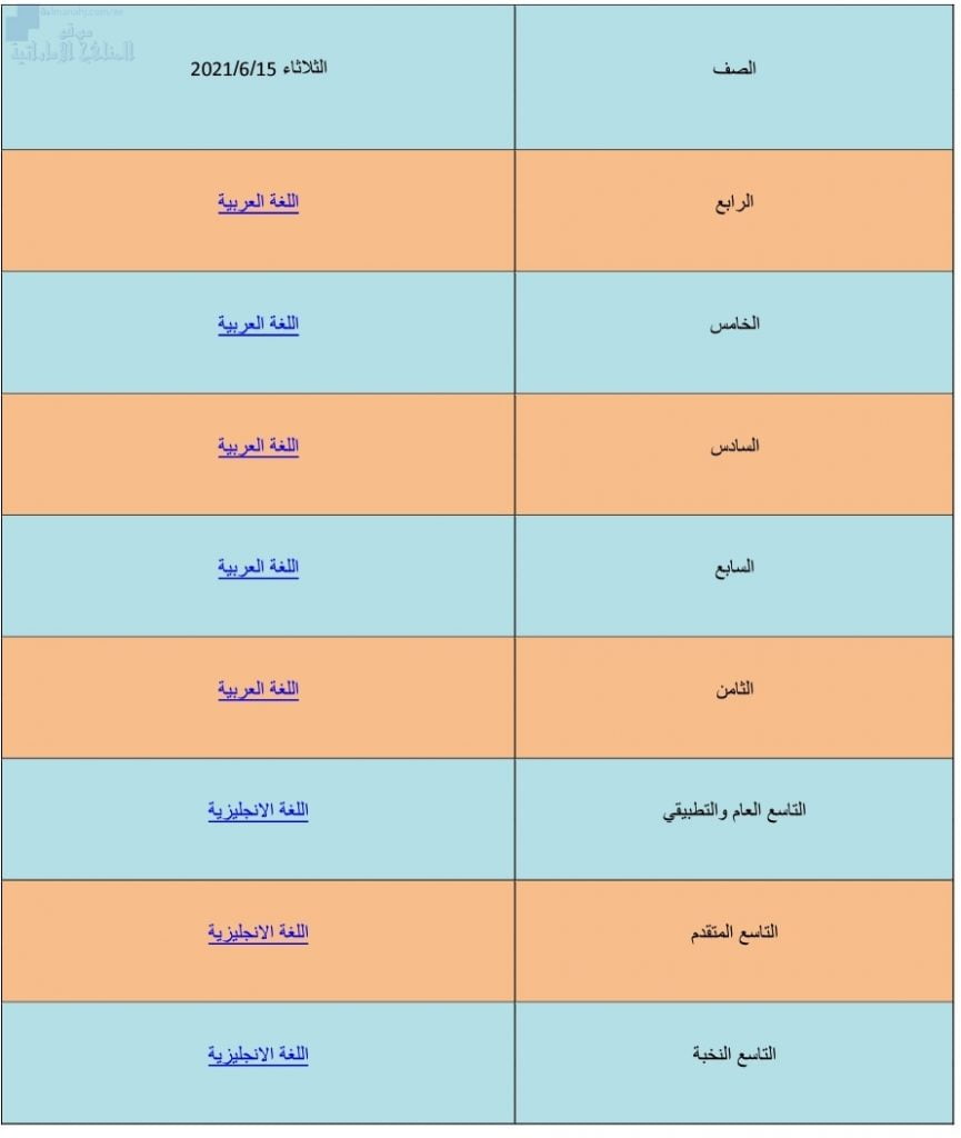 كل ما يخص مادة اللغة العربية واللغة الانجليزية لاختبار نهاية الفصل الثالث يوم الثلاثاء 15 6 ن الرابع للتاسع, (الامتحانات) ملفات مدرسية