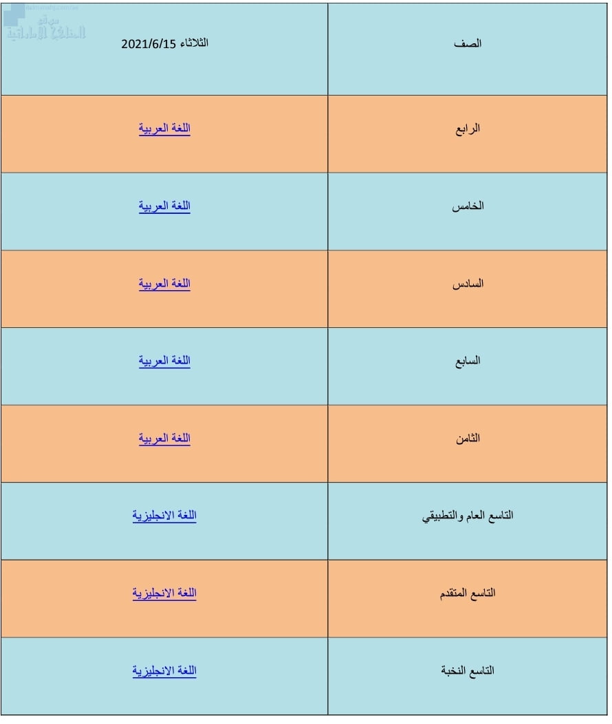 كل ما يخص مادة اللغة العربية واللغة الانجليزية لاختبار نهاية الفصل الثالث يوم الثلاثاء 15 6 ن الرابع للتاسع, (الامتحانات) ملفات مدرسية