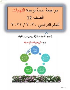 مراجعة عامة للوحدة الأولى (النهايات) مع اختبارات تدريبية للامتحان النهائي (رياضيات بحتة) الثاني عشر