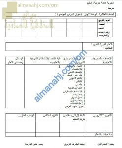 نموذج تحضير الكتروني للوحدة الأولى (أحياء) العاشر