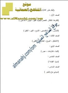 مقرر التلاوة والحفظ لجميع الصفوف (تربية اسلامية) ملفات مدرسية