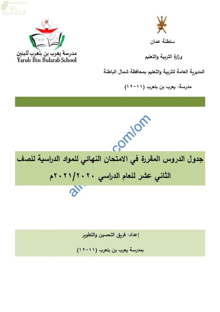 الدروس الداخلة في الاختبارات النهائية لجميع المواد مع ملخصات شاملة (الامتحانات) الثاني عشر