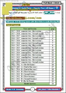اختبارات READING للأعوام الدراسية () (لغة انجليزية) الحادي عشر