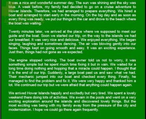 كتابة قصة نموذج سابع (رحلة سياحية) (لغة انجليزية) ملفات مدرسية