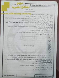 امتحان تجريبي لغة عربية للفصل الاول