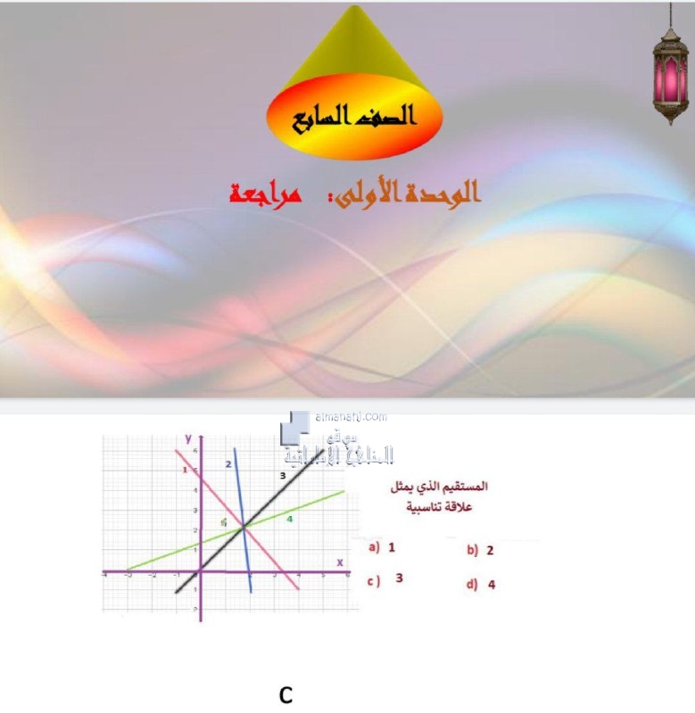 أوراق عمل مراجعة الوحدة الأولى مع الحل, (رياضيات) السابع