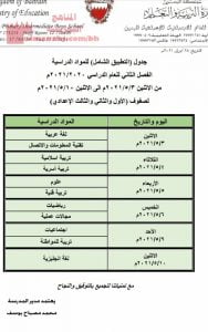 جدول التطبيق الشامل للفصل الثاني للصف الأول والثاني والثالث الإعدادي