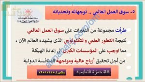 ملخص وأنشطة درس سوق العمل توجه عالمي واهتمام وطني الجزء الثاني (هذا وطني) الثاني عشر