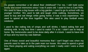 كتابة قصة نموذج ثامن (ذكريات الطفولة) (لغة انجليزية) ملفات مدرسية