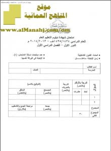 أسئلة الامتحان الرسمي الدور الأول (فنون تشكيلية) الثاني عشر
