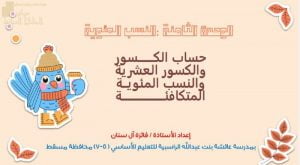 ملخص وأوراق عمل الوحدة الثامنة النسب المئوية مع الحل (رياضيات) السابع