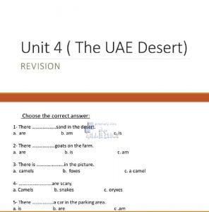 أوراق عمل مراجعة الوحدة الرابعة, (لغة انجليزية) الرابع
