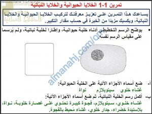 حل أنشطة الوحدة الأولى كتاب النشاط (أحياء) التاسع