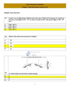 مراجعة أوراق عمل الوحدة الأولى مع الحل, (كيمياء) العاشر المتقدم
