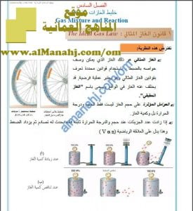 ملخص شرح فصل خليط الغازات وتفاعلاتها (الفصل السادس) مع تدريبات امتحانية (فيزياء) الثاني عشر