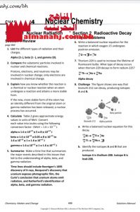 مذكرة تدريبات وأسئلة في الكيمياء النووية مقرر كيم 318 باللغة الانجليزية (كيمياء) الثالث الثانوي