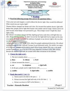 مذكرة تدريبات في الوحدة الأولى LIFE EXPERIENCE (لغة انجليزية) السادس