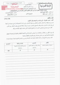 نموذج إجابة امتحان منتصف مقرر عرب 201