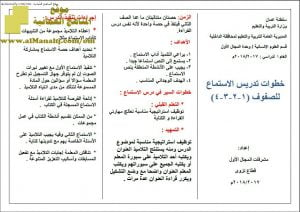 خطوات تدريس الاستماع للصفوف (1-2-3-4) (التربية) ملفات مدرسية