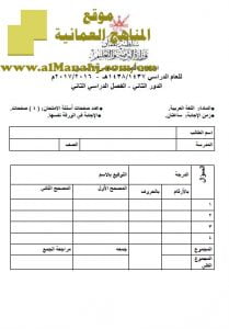 امتحان وإجابة الأسئلة الرسمية للفصل الدراسي الثاني الدور الثاني (لغة عربية) الخامس