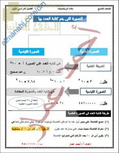 ملخص شرح درس الصيغة العلمية مع أمثلة تدريبية (رياضيات) التاسع
