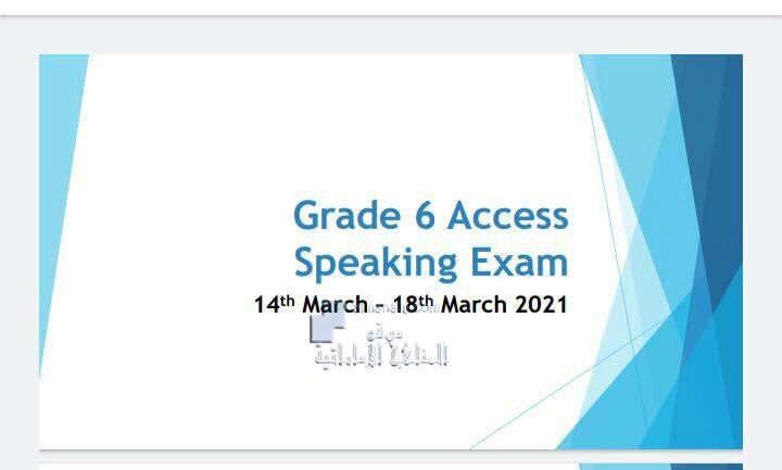 Access Speaking Exam 14-18 March , (لغة انجليزية) السادس