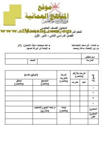 امتحان وإجابة الأسئلة الرسمية في محافظة جنوب الشرقية للفصل الدراسي الثاني الدور الأول (اجتماعيات) الخامس